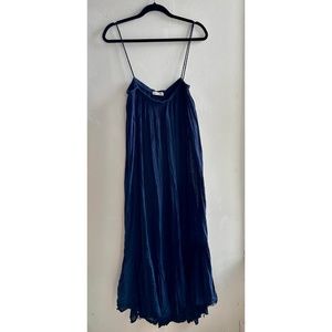 Black Crane Dark Blue Spaghetti-Strap Beach Cover-up, Size L